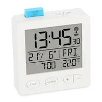 ADE Digitalwecker Weiss - Betriebsart: Batteriebetrieb - Funksignal: Ja - Funktionen: Alarm - Umschaltbar °C/°F - Weckfunktion - Ausstattung: Datum - Innentemperatur - Zeit - Displaytyp: LCD - Detailfarbe: Weiss