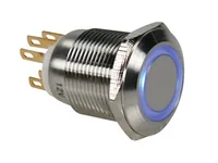 Velleman Drucktaster Edelstahl 19 mm mit blauer Ringbeleuchtung - Set: Nein - Bauteileart: Taster