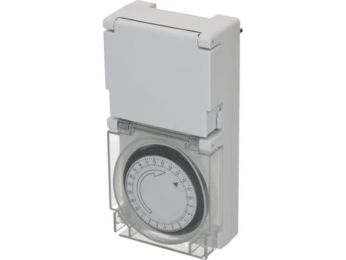 Max Hauri Zeitschaltuhr IP55 24 h Mechanisch - Montage: Zwischenstecker - Kürzeste Schaltzeit: 15 min - Anwendungsbereich: Outdoor - Indoor - Anzahl Schaltpunkte: 24 - Funktionsweise Zeitschaltuhr: Mechanisch - Funktionen: Dauerbetrieb Ein/Aus