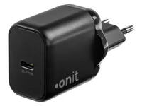 onit USB-Wandladegerät Single 1C 20 W GaN Schwarz - Ladeport Output: 1x USB-C 20W - Detailfarbe: Schwarz - USB Ladeanschluss: 1