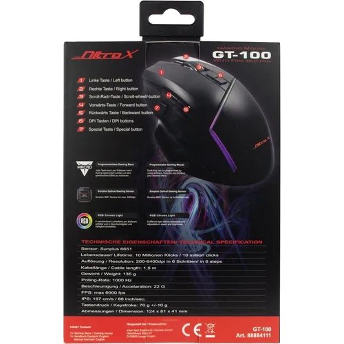 Inter-Tech Gaming-Maus GT-100 RGB, schwarz retail