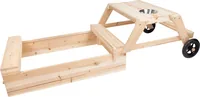 small foot Sandkasten mit Sitzgruppe und Matschtisch - Tiefe: 176 cm - Breite: 81 cm - Material: Holz - Kunststoff - Stoff - Höhe: 46 cm