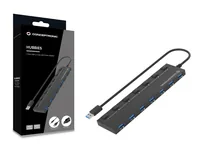 Conceptronic HUBBIES19BP 7-Port USB 3.2 Gen 1 Hub with 5.0V/3.0A Power Adapter, USB-A to 7 x USB-A, 5Gbps SuperSpeed, 90cm Cable