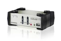 ATEN 2-Port USB - PS/2 VGA KVM Switch with Audio & USB 2.0 Hub (KVM Cables included)