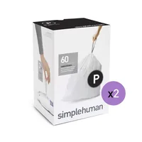 Simplehuman Müllbeutel P 20 x 48 l für Sensorabfalleimer - Parfümiert: Nein - Volumen: 48 l - Trageriemen: Ja - Material: Kunststoff