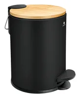 Exitoso 15794 trash can 3 L Round Stainless steel Bamboo, Black