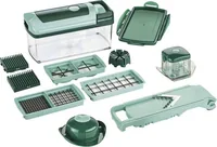 Genius Gemüseschneider Nicer Dicer Fusion + Slicer 13-teilig, Grün - Anwendungszweck: Früchte  - Gemüse  - Detailfarbe: Grün - Anzahl Teile: 13 Teile - Spülmaschinenfest: Ja - Set: Ja - Verarbeitungsart: Dicke Scheiben - Dünne Scheiben - Julienne - Stifte