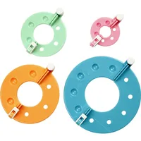 Creativ Company Pompon-Schablone 3.5 + 5.5 + 7 + 9 cm 4 Stück - Material: Kunststoff - Detailfarbe: Orange - Mint - Pink - Blau