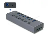 Externer USB 5 Gbps 6 Port Hub mit Schalter und SD / Micro SD Slot
