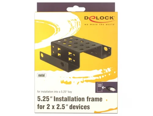 DELOCK Einbaurahmen 2x 2.5"" zu 5.25"" Metall schwarz