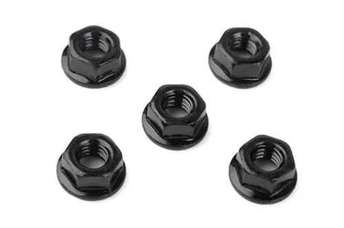 RC4WD Muttern mit Flansch, Low Profile, M4, Schwarz, 5 Stück - Mutterart: Sechskantmutter - Gewindetyp: M4 - Produkttyp: Muttern