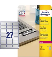 Avery Zweckform Typenschild-Etiketten L6011-20 63.5 x 29.6 mm - Klebehaftung: Stark haftend - Drucker Kompatibilität: Laser - Anzahl Blatt: 20 × - Papierformat: A4 - Anzahl Etiketten: 540 - Etikettengrösse: 63.5 x 29.6 mm