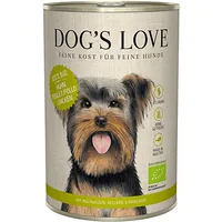 Dog's Love Nassfutter BIO Adult Huhn, 400 g - Tierbedürfnis: Kein besonderes Bedürfnis - Geschmacksrichtung: Geflügel - Zertifikate: EU BIO - Fleischsorte: Huhn - Futtereigenschaft: Ohne künstliche Zusätze - Bio - Glutenfrei - Hoher Fleischanteil - Ohne Z