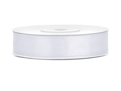 Partydeco Satinband 1.2 cm x 25 m, Weiss - Breite: 12 mm - Länge: 25 m - Verpackungseinheit: 1 Stück - Detailfarbe: Weiss - Band-Art: Satinband