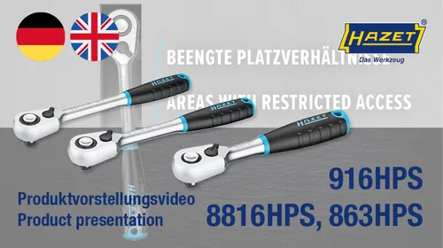 HiPer Feinzahn-Umschaltknarre 916HPS, 1/2"" (schwarz/blau, Betätigungswinkel 4°, Sicherheitsverriegelung)