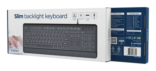 Gembird KB-UML-04 Slim wired backlight keyboard, black, US layout