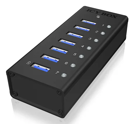 Hub 7-Port IcyBox USB 3.0 IB-AC618 Aluminium Gehäuse