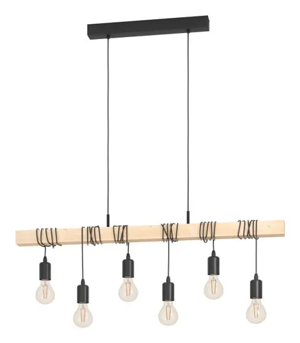 EGLO Leuchten Pendelleuchte TOWNSHEND schwarz, braun exkl. E27 6x60W - Betriebsart: Netzbetrieb - Lampensockel: E27 - Farbtemperatur Kelvin: Je nach Leuchtmittel - Gesamtleistung: 360 W - Farbwiedergabeindex CRI: 0 - Dimmbar: nicht dimmbar