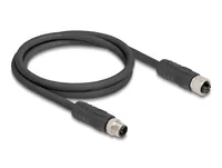 Delock M12 Kabel L-kodiert 4 Pin Stecker zu Buchse PUR schleppkettentauglich 1 m schwarz