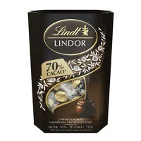 Lindt Schokoladen-Pralinen Lindor Kugeln Dunkel 70% Kakao 200 g - Produkttyp: Dunkel - Nährwertangabe pro: 100 g - Energiegehalt (in kj): 2624 KJ - Energiegehalt (in kcal): 634 Kcal - Fett: 53 g - Gesättigte Fettsäuren: 38 g
