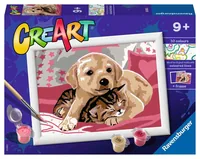 Ravensburger Malen nach Zahlen CreArt: Blanket Buddies - Altersempfehlung ab: 9 Jahren - Motiv: Hund - Katze