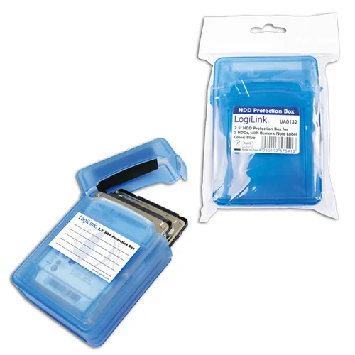 Logilink HDD Schutz-Box für 2x 6.3cm 2,5 blau wasseresist