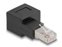 Delock Winkeladapter 90° RJ45 nach rechts, Cat.6A 1 Stück - Zubehörtyp: Kupplung - Detailfarbe: Schwarz - Verpackungseinheit: 1 Stück