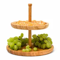 relaxdays Etagere 2-stufig, Hellbraun - Produkttyp: Etagere - Materialtyp: Holz - Material: Holz - Detailfarbe: Hellbraun - Anzahl Etagen: 2 × - Stapelbar: Nein