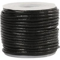 Creativ Company Lederband 1 mm, Schwarz, 10 m - Länge: 10 m - Durchmesser: 1 mm - Detailfarbe: Schwarz - Schmuckband-Art: Lederband
