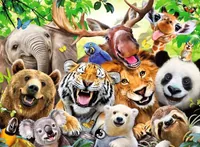 Ravensburger Puzzle Bitte lächeln! 300 XXL Teile - Motiv: Tiere - Altersempfehlung ab: 9 Jahren - Tiefe: 3.7 cm - Breite: 33.5 cm - Effekte: Grosse Puzzleteile - Nachhaltigkeit: FSC®