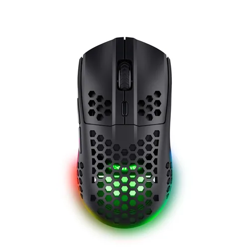 Trust Gaming-Maus GXT929 Helox Schwarz - Maus Features: Umschaltbare DPI-Auflösung - Daumentaste - Beleuchtung - Scrollrad - Bedienungsseite: Rechtshänder - Detailfarbe: Schwarz - Gewicht: 73 g - 75 g - Verbindungsart: Kabellos - Schnittstelle: USB-A