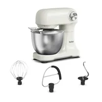 Tefal Küchenmaschine QB140A Bake Easy Weiss - Funktionen: Impulsfunktion - Kneten - Mixen - Rühren - Schlagen - Detailfarbe: Weiss - Gerätetyp: Küchenmaschine - Leistungsaufnahme Betrieb: 500 W - Timerfunktion: Keine Angaben - Display vorhanden: Nein
