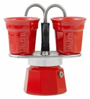 Bialetti Espressokocher Set Mini Express rot + 2 Espressobecher