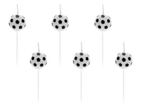 Partydeco Kerze Fussball 6 Stück - Detailfarbe: Weiss - Packungsgrösse: 6 Stück - Motiv: Fussball - Anlass: Geburtstag