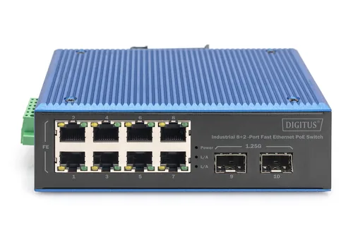 Digitus DN-651147 switch di rete Non gestito Fast Ethernet (10/100) Supporto Power over Ethernet (PoE) Nero, Blu