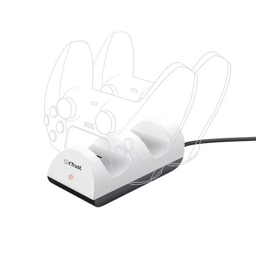 Trust Ladestation GXT 254 Zweifach-Ladedock für PS5 - Plattform: PlayStation 5 - Schnittstellen: USB Typ C - Detailfarbe: Weiss