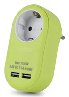 Entac Steckdosenadapter 2x USB-A lime