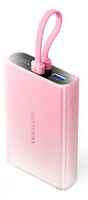 Vention 10000mAh power bank with LED display, USB-C + Lightning + USB-A, 22.5W (pink)