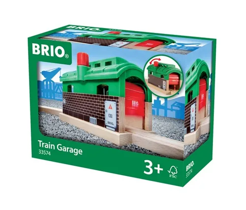 BRIO Eisenbahn Lokschuppen mit Rolltor - Kategorie: Gebäude - Altersempfehlung ab: 3 Jahren - Material: Holz - Kunststoff - Nachhaltigkeit: Nicht angegeben