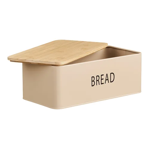 House Nordic Tula bread box Rectangular Beige Metal, Bamboo