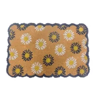 relaxdays Fussmatte Blumen 60 x 40 cm Blau/Natur - Nachhaltigkeit: Nicht angegeben - Motiv: Blume - Detailfarbe: Dunkelblau - Weiss - Breite: 60 cm - Länge: 40 cm - Detailmaterial: Kokosfaser - Polyvinylchlorid (PVC)