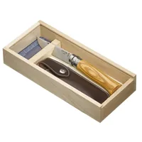 Opinel Taschenmesser No. 08 in Holzbox ink. Etui, Olivenholz