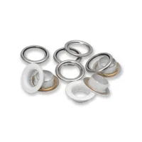 Prym Ösen + Scheiben 11 mm, Weiss-Silber - Verpackungseinheit: 20 Stück - Detailfarbe: Silber - Weiss - Produkttyp: Ösen
