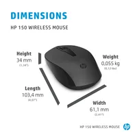 HP Maus 150 Kabellos USB-A 3-Tasten Schwarz