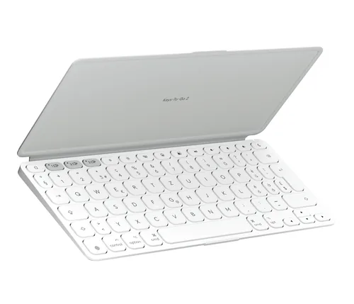 Logitech Tastatur Keys-To-Go 2 Apple Pale grey - Tastatur Typ: Mobile - Tastaturlayout: QWERTZ (CH) - Tastatur Features: Hotkeys - Medientasten - Easy Switch - Keyboard Tasten: Chiclet (Notebook) - Detailfarbe: Weiss - Grau - Ziffernblock: Nein