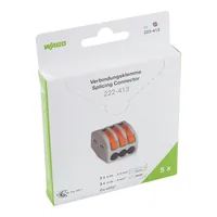 WAGO Steckklemme CLASSIC 3 x 0.08-4 mm², 5 Stück - Verwendung Klemmen: Drähte + Litzen - E-Nr.: 55103100 - Typ: Klemme - Klemmstellen: 3 × - Detailfarbe: Grau - Orange - Eigenschaften Hausinstallation: Betätigungshebel