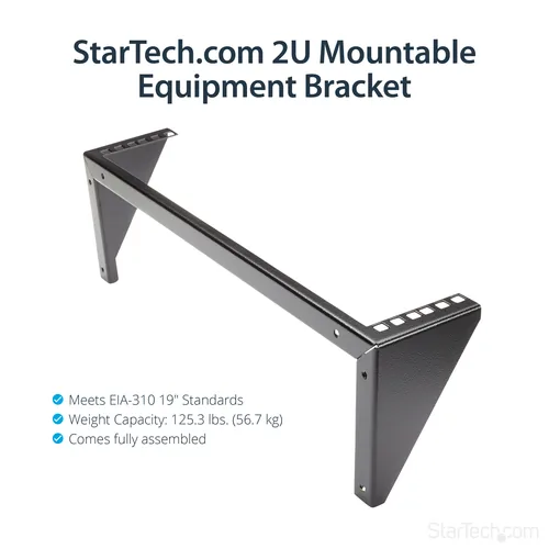 StarTech.com 2U Vertical Wall Mount Patch Panel Bracket - Steel Rack Mount Bracket w/Hardware for 19" Network, Server and Data Equipment - TAA