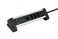 Schönenberger Tischsteckdosenleiste Alu 4× T13, 1x USB-C, 2x USB-A, 2 m - Einsatzgebiet: Indoor - Detailfarbe: Schwarz - Aluminium - Kinderschutz: Nein - Steckertyp Ausgang: USB-C Buchse - T13 - USB-A Buchse - Schalter: 1 Schalter - Steckdosenanzahl: 4