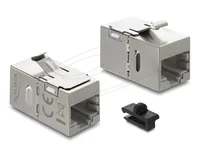 Delock Keystone-Modul Kupplung RJ45 Buchse zu Buchse geschirmt - Modultyp: Keystone - Anschluss Front: Buchse RJ-45 - Anschluss Rück: Buchse RJ-45 - Medientyp: Netzwerk - Schirmung: Ja - Detailfarbe: Silber