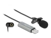 Delock Mikrofon USB Krawatten/Lavier, Omnidirektional 24Bit/192Khz - Typ: Einzelmikrofon - Bauweise: Ansteckmikrofon - Reportage-Mikrofon - Anwendungsbereich: Gesang & Sprache - Voice-Chat / Gaming - Wandlerprinzip: Keine Angabe - Keine - Richtcharakteris